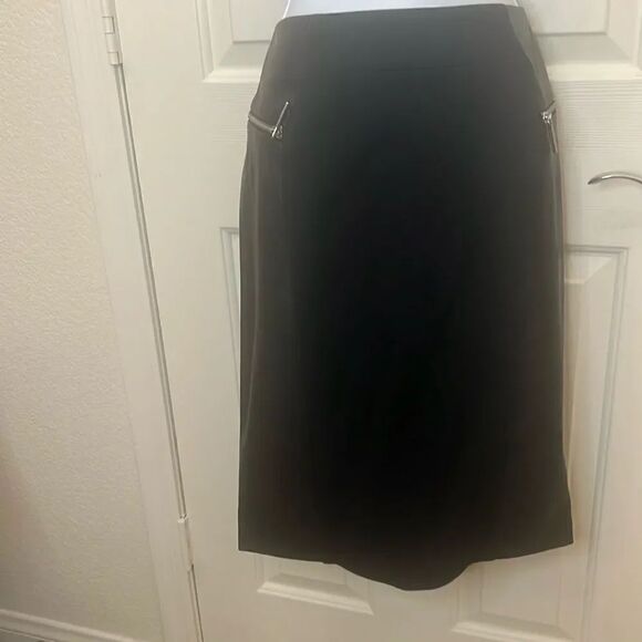 MICHAEL Michael Kors Dresses & Skirts - Michael Kors Skirt Size 10 Black Basics Leather Slimming Midi Silver Hardware